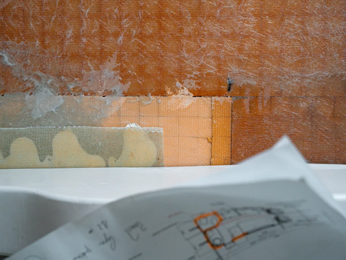 Schizzo di progetto disegnato sulla scocca